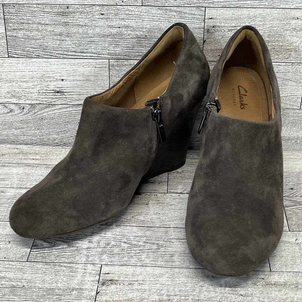 Clarks Artisan Brown Wedge Ankle Booties 26102155 Women Size 8M